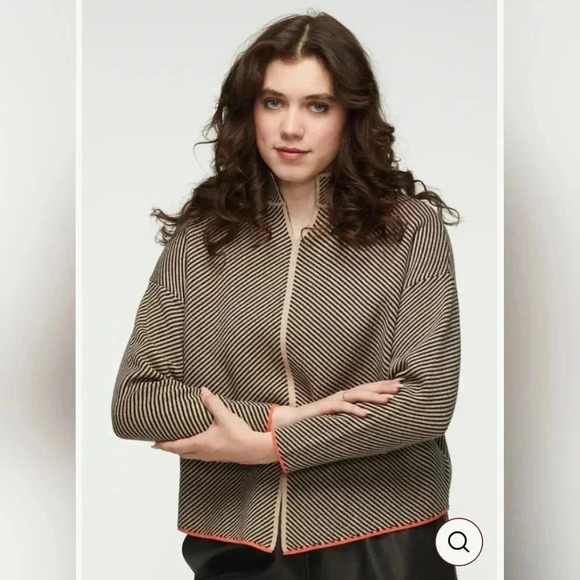 zaket & plover Sweaters - Zaket & Plover Womens Sz M Black/Brown Stripe Pullover Sweater Cotton Cashmere